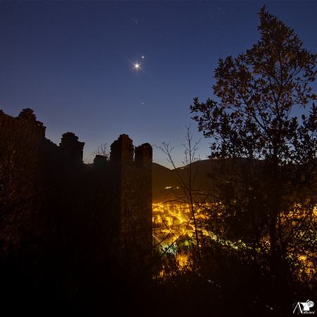 Luna, Venere e Giove dalle pendici di Ferentillo